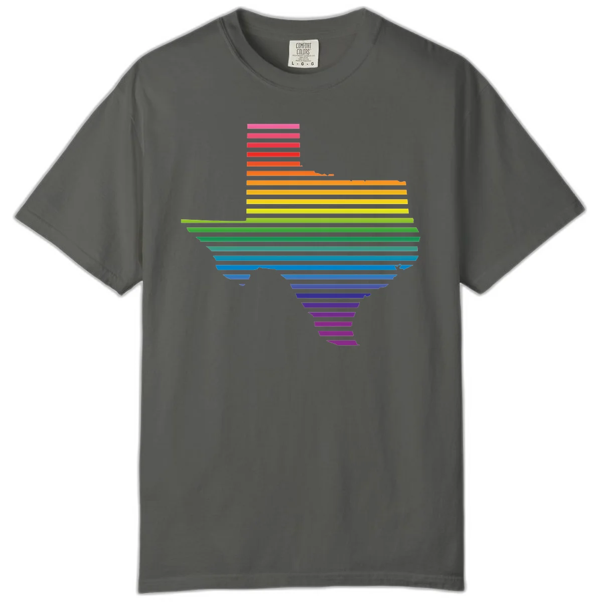Rainbow pride spectrum design with cascading horizontal bars transitioning through all pride flag colors from pink to purple in Pepper