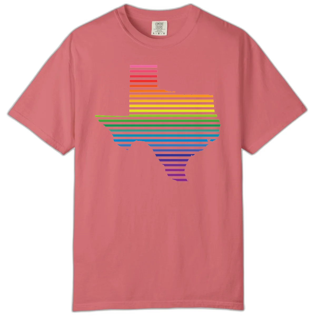 Rainbow pride spectrum design with cascading horizontal bars transitioning through all pride flag colors from pink to purple in Watermelon