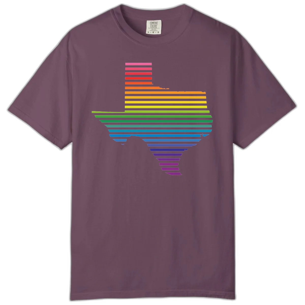 Rainbow pride spectrum design with cascading horizontal bars transitioning through all pride flag colors from pink to purple in Berry
