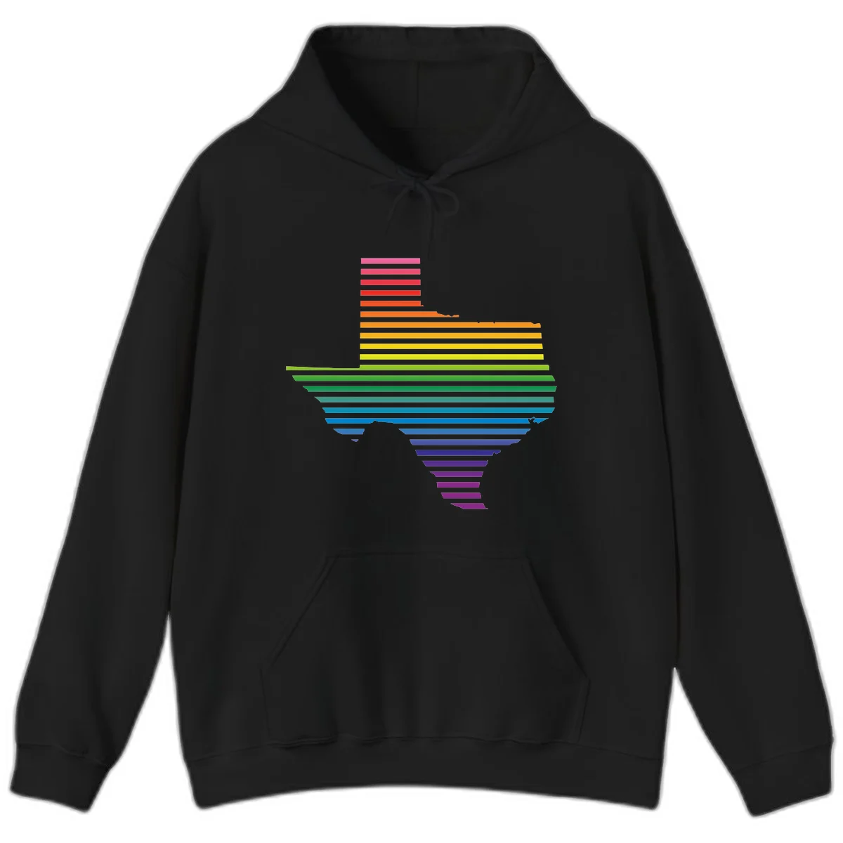 Rainbow pride spectrum design with cascading horizontal bars transitioning through all pride flag colors from pink to purple in Black