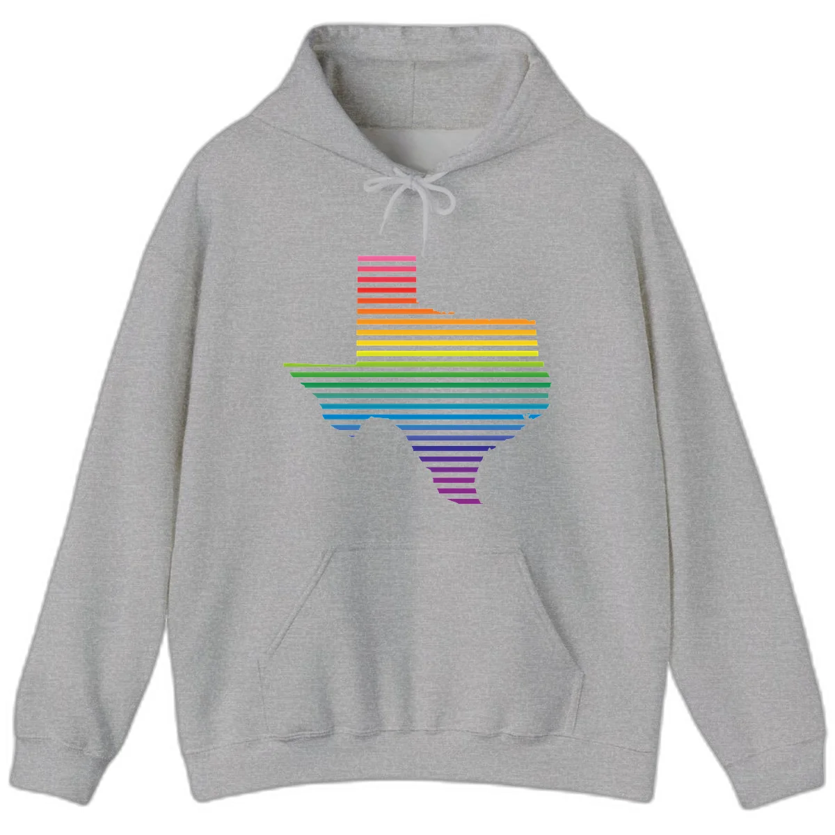 Rainbow pride spectrum design with cascading horizontal bars transitioning through all pride flag colors from pink to purple in Sport Grey