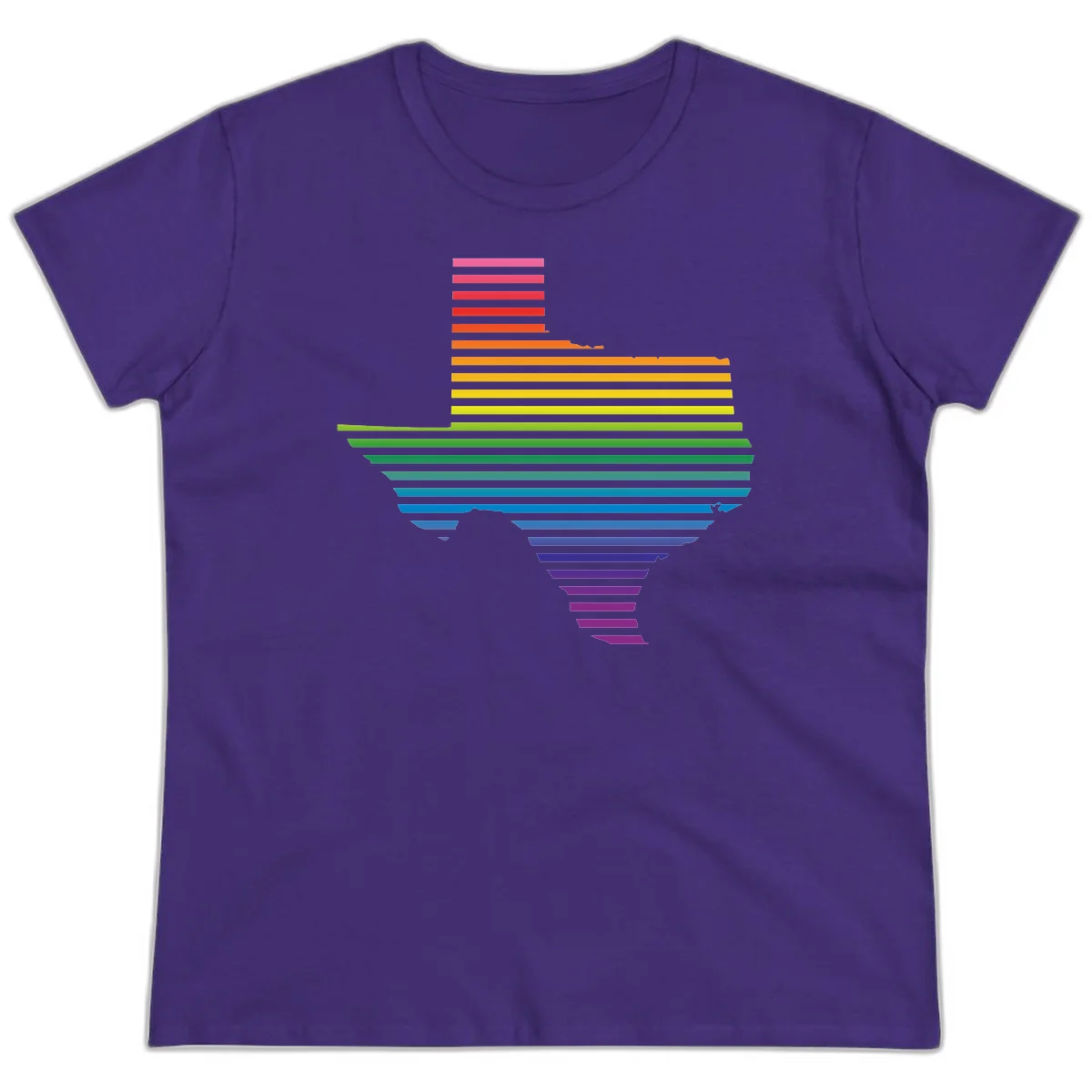 Rainbow pride spectrum design with cascading horizontal bars transitioning through all pride flag colors from pink to purple in Purple