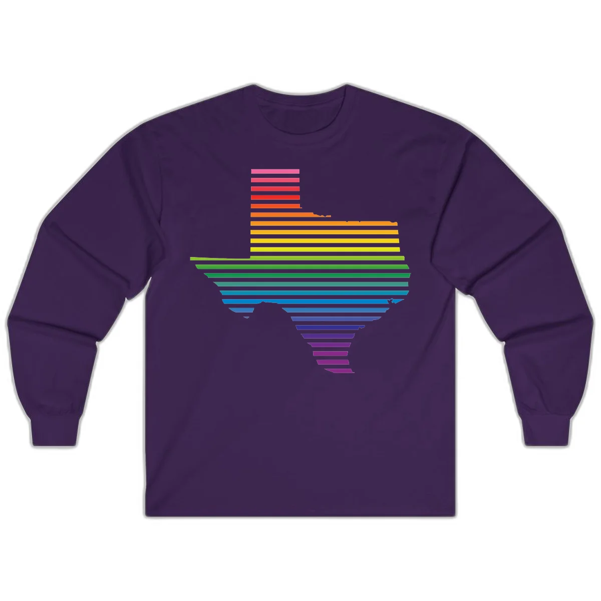 Rainbow pride spectrum design with cascading horizontal bars transitioning through all pride flag colors from pink to purple in Purple