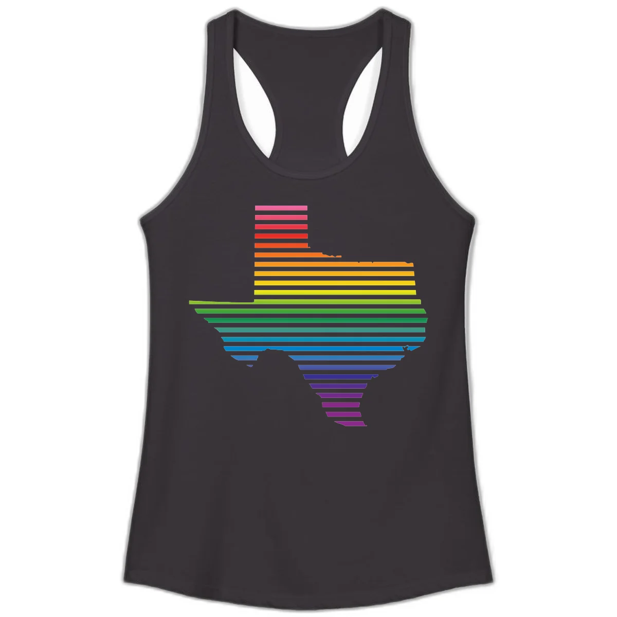 Rainbow pride spectrum design with cascading horizontal bars transitioning through all pride flag colors from pink to purple in Black