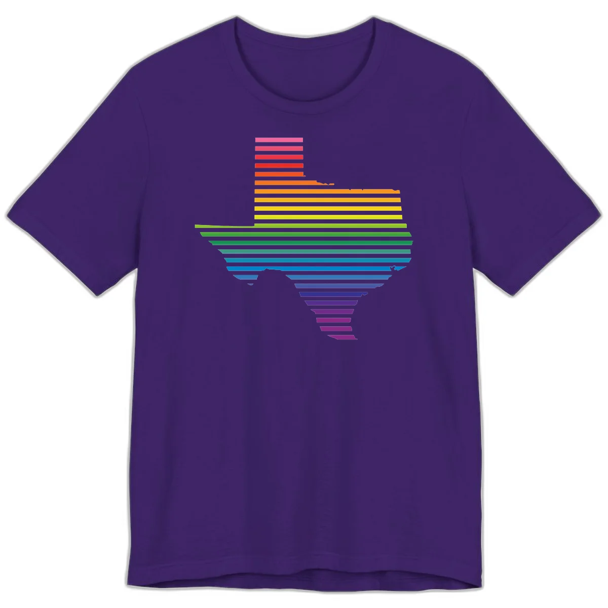 Rainbow pride spectrum design with cascading horizontal bars transitioning through all pride flag colors from pink to purple in Team Purple