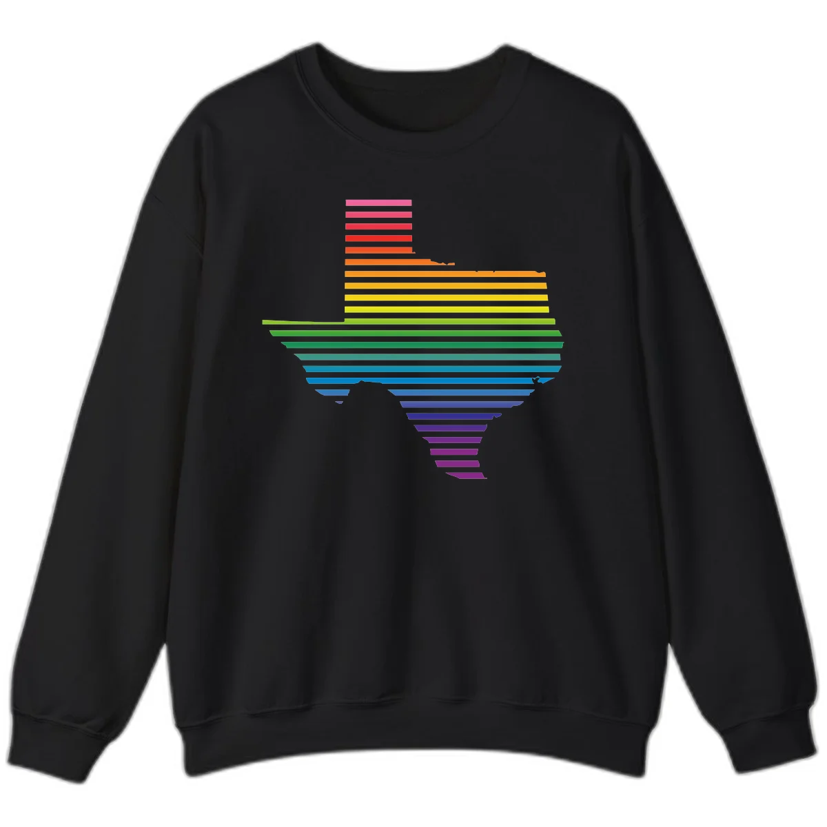 Rainbow pride spectrum design with cascading horizontal bars transitioning through all pride flag colors from pink to purple in Black