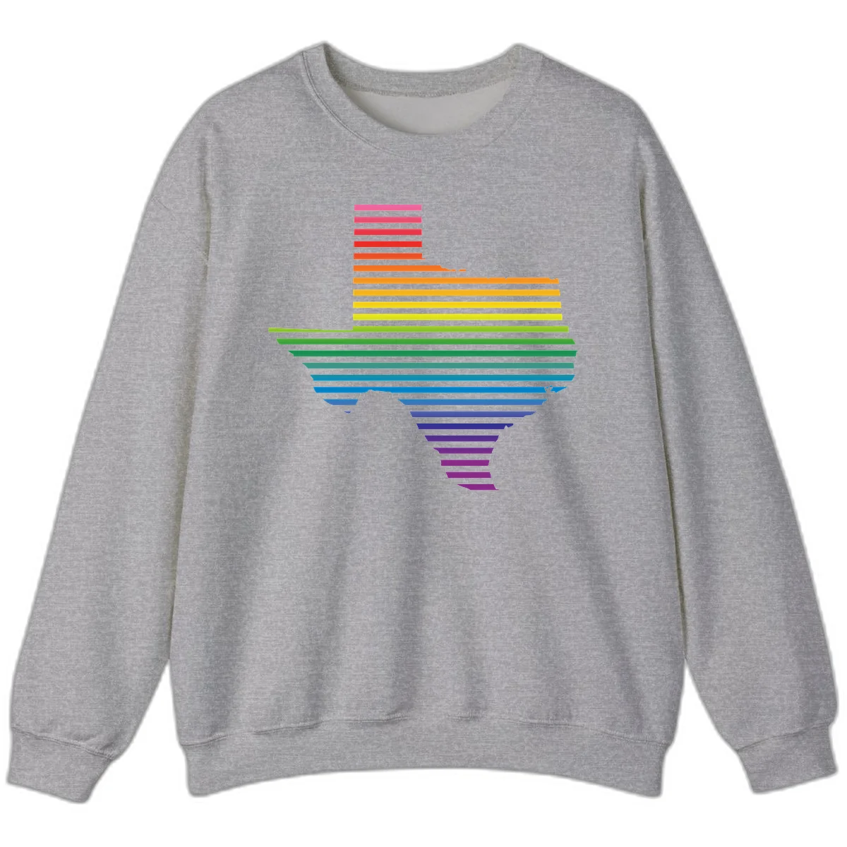 Rainbow pride spectrum design with cascading horizontal bars transitioning through all pride flag colors from pink to purple in Sport Grey