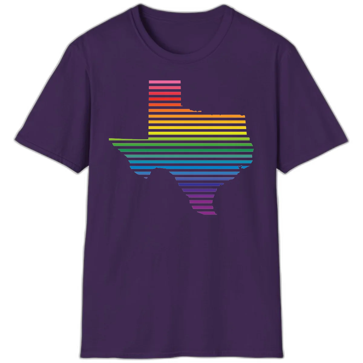 Rainbow pride spectrum design with cascading horizontal bars transitioning through all pride flag colors from pink to purple in Purple