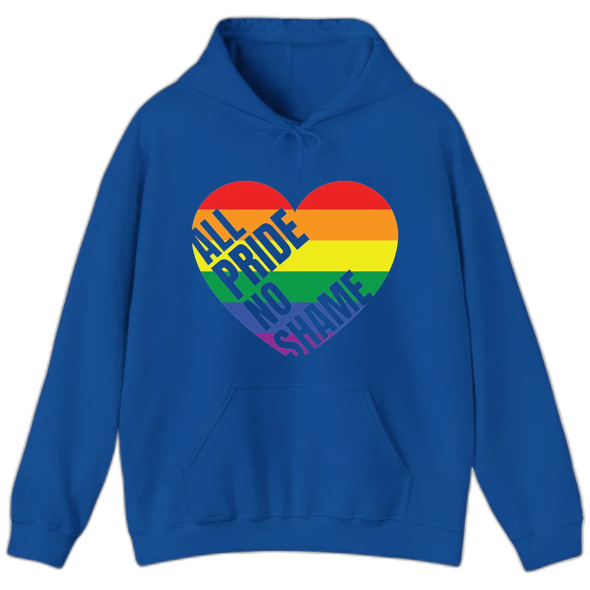 Rainbow pride heart with 'Love Is Love' text in gray, featuring red, orange, yellow, green, blue, and purple stripes symbolizing LGBTQ+ equality in Royal