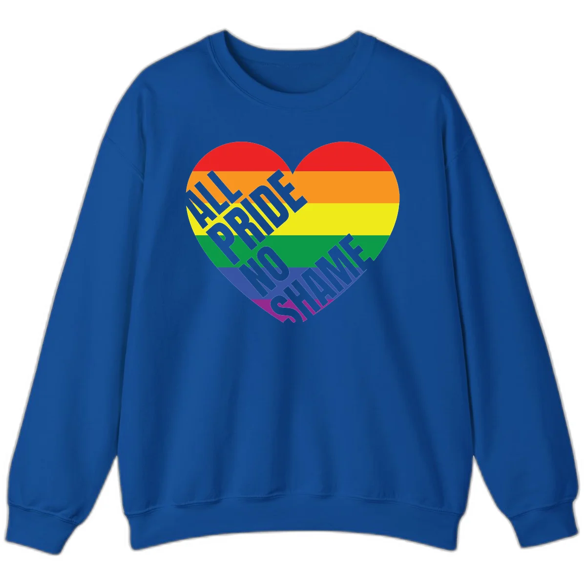 Rainbow pride heart with 'Love Is Love' text in gray, featuring red, orange, yellow, green, blue, and purple stripes symbolizing LGBTQ+ equality in Royal