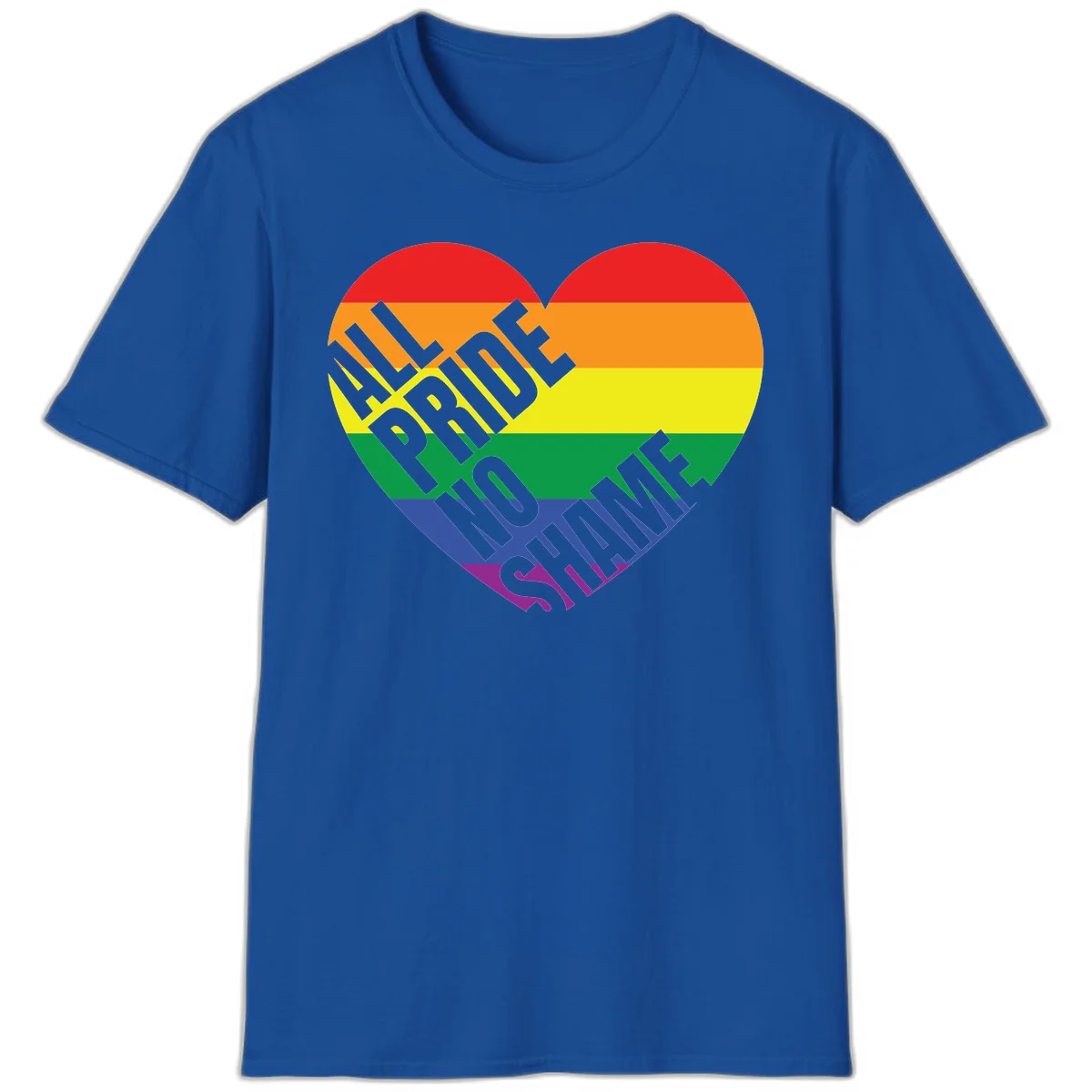 Rainbow pride heart with 'Love Is Love' text in gray, featuring red, orange, yellow, green, blue, and purple stripes symbolizing LGBTQ+ equality in Royal