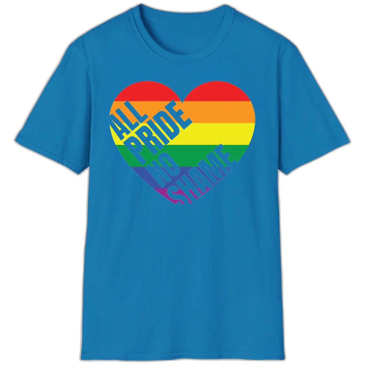 Rainbow pride heart with 'Love Is Love' text in gray, featuring red, orange, yellow, green, blue, and purple stripes symbolizing LGBTQ+ equality in Sapphire