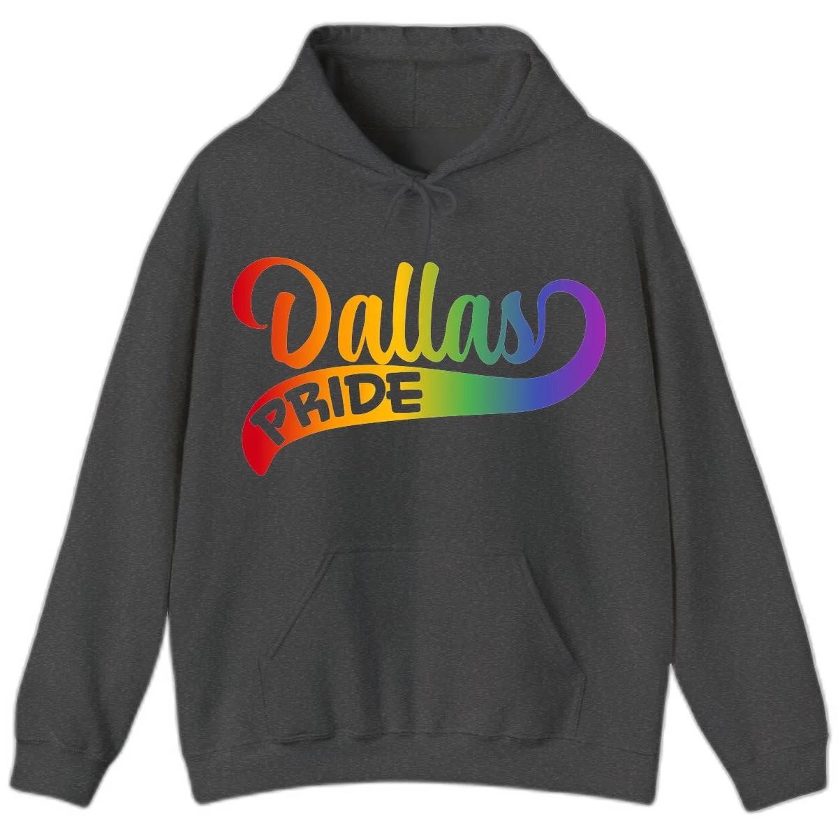 Colorful equality pride rainbow gradient design with flowing text and vibrant spectrum colors in Dark Heather