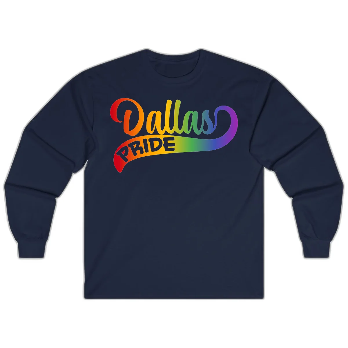 Colorful equality pride rainbow gradient design with flowing text and vibrant spectrum colors in Navy