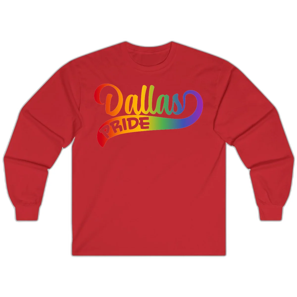 Colorful equality pride rainbow gradient design with flowing text and vibrant spectrum colors in Red