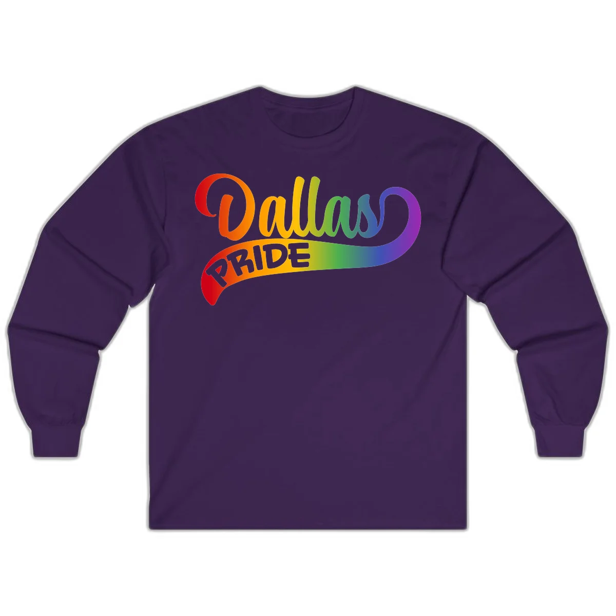 Colorful equality pride rainbow gradient design with flowing text and vibrant spectrum colors in Purple