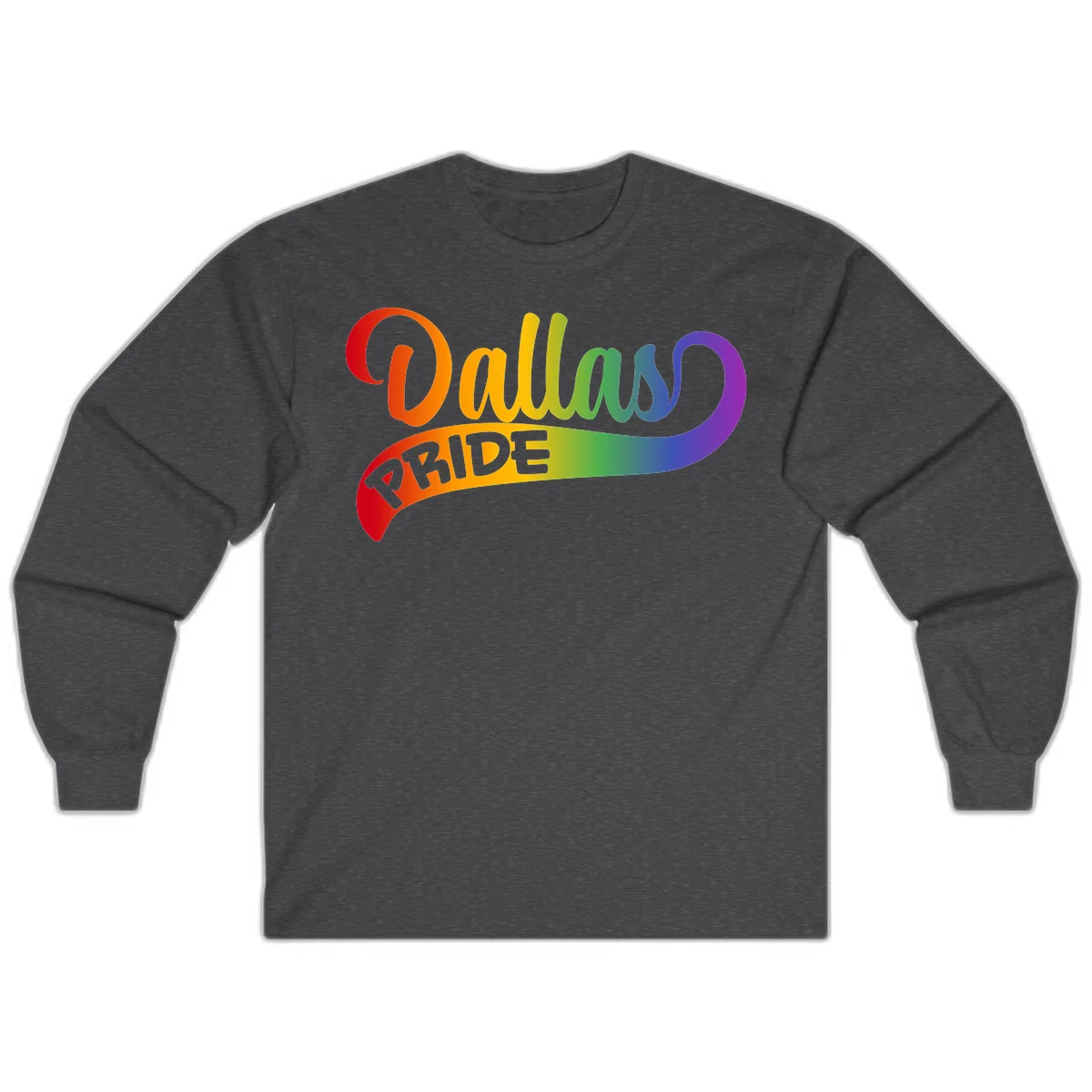 Colorful equality pride rainbow gradient design with flowing text and vibrant spectrum colors in Dark Heather