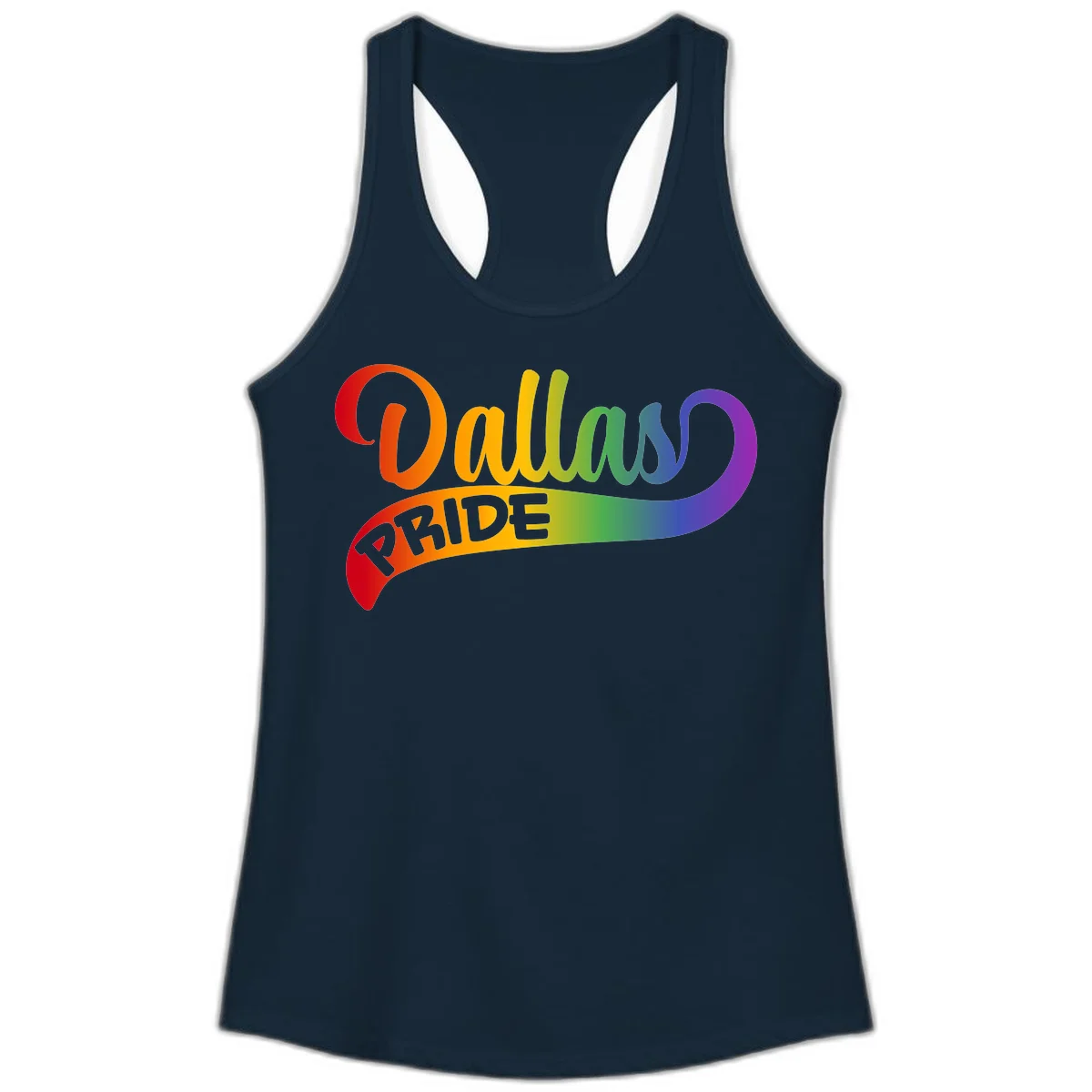 Colorful equality pride rainbow gradient design with flowing text and vibrant spectrum colors in Solid Midnight Navy