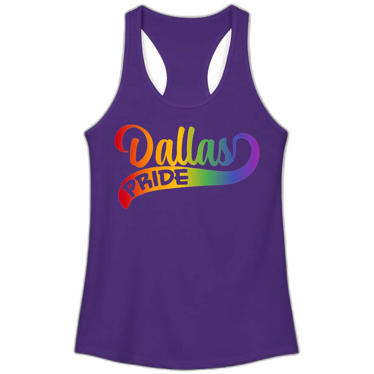 Colorful equality pride rainbow gradient design with flowing text and vibrant spectrum colors in Solid Purple Rush