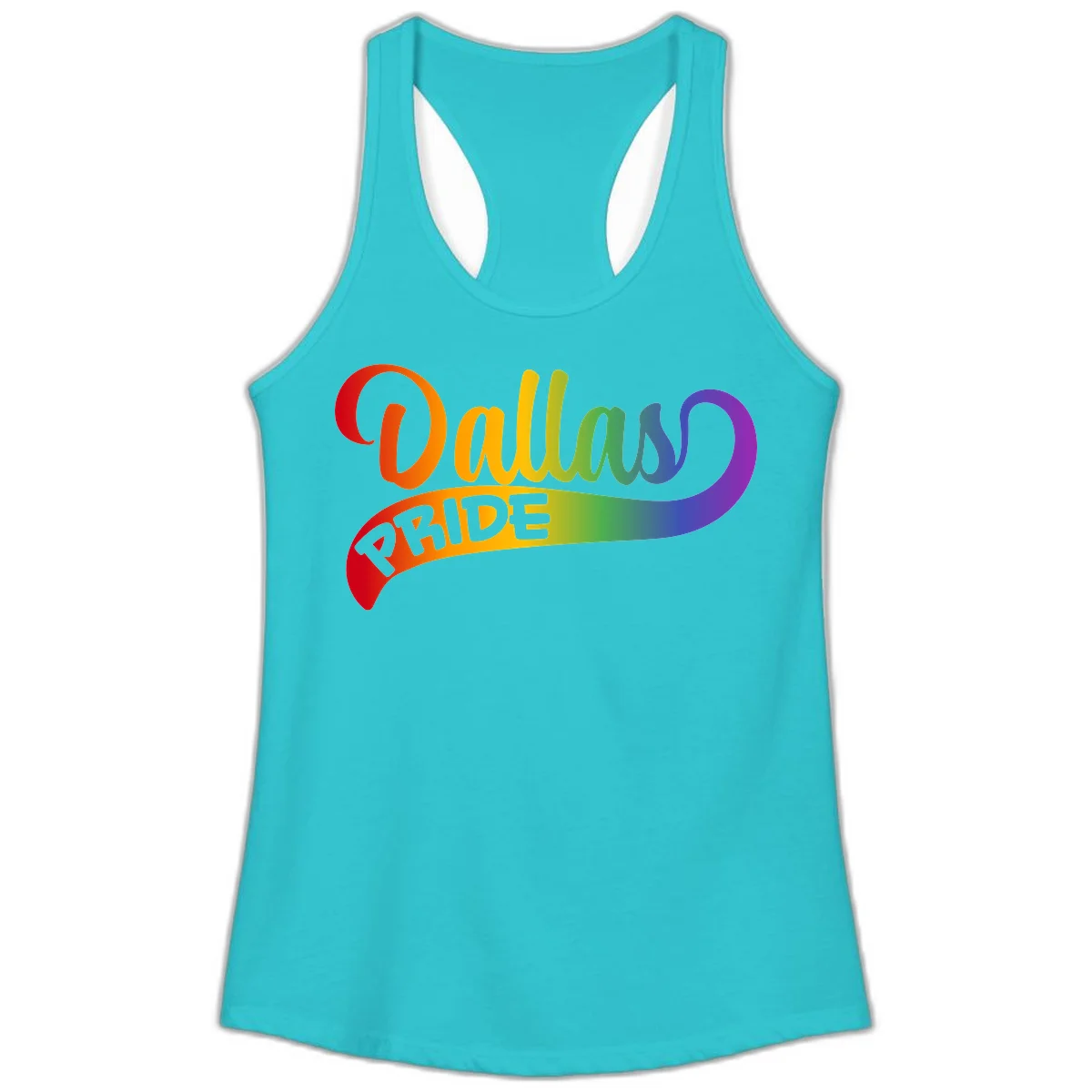 Colorful equality pride rainbow gradient design with flowing text and vibrant spectrum colors in Solid Tahiti Blue