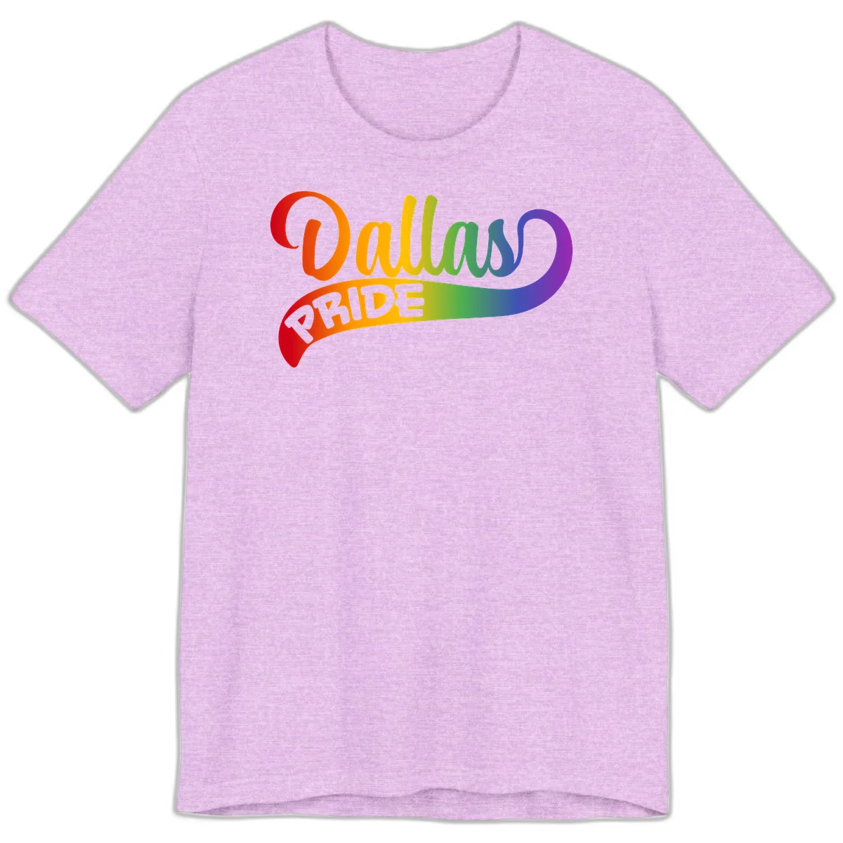 Colorful equality pride rainbow gradient design with flowing text and vibrant spectrum colors in Heather Prism Lilac