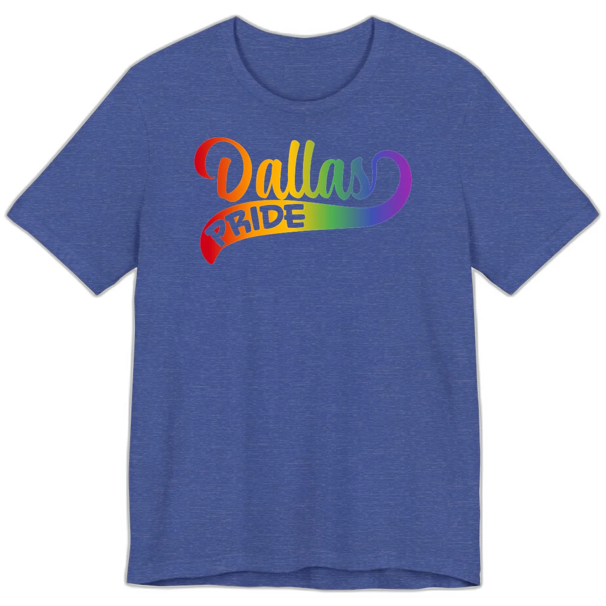 Colorful equality pride rainbow gradient design with flowing text and vibrant spectrum colors in Heather True Royal
