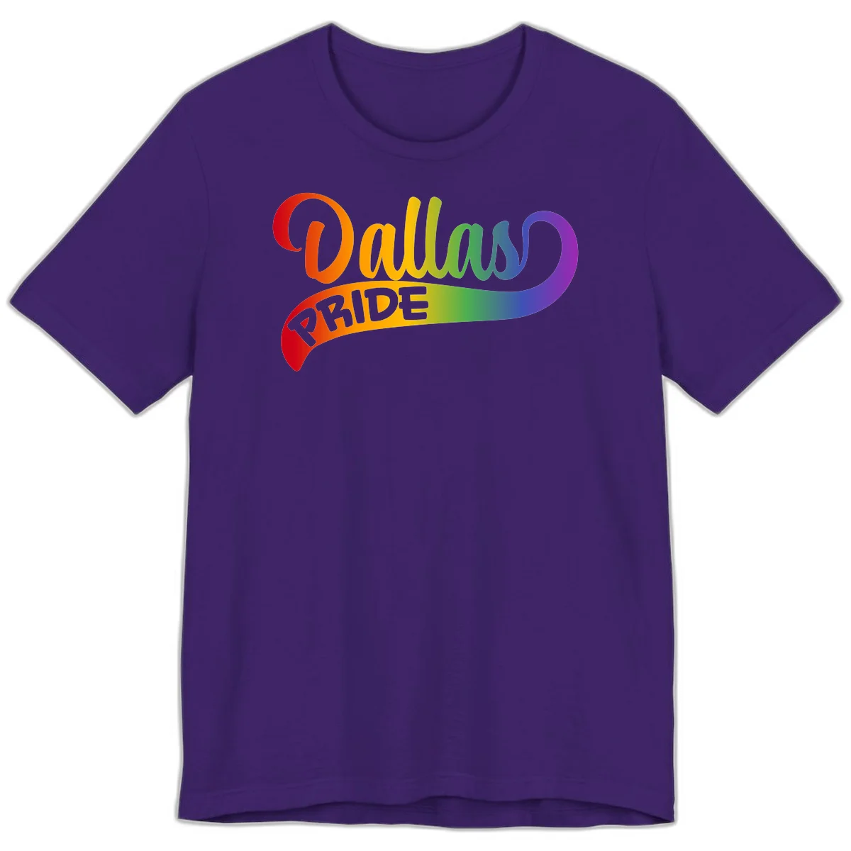 Colorful equality pride rainbow gradient design with flowing text and vibrant spectrum colors in Team Purple