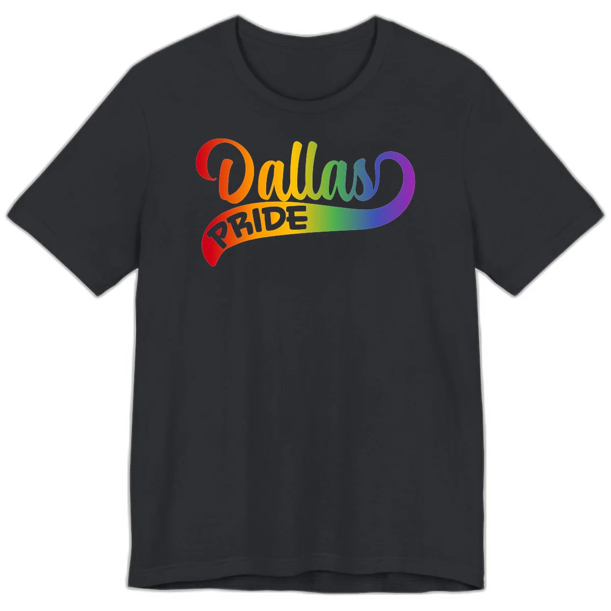 Colorful equality pride rainbow gradient design with flowing text and vibrant spectrum colors in Vintage Black