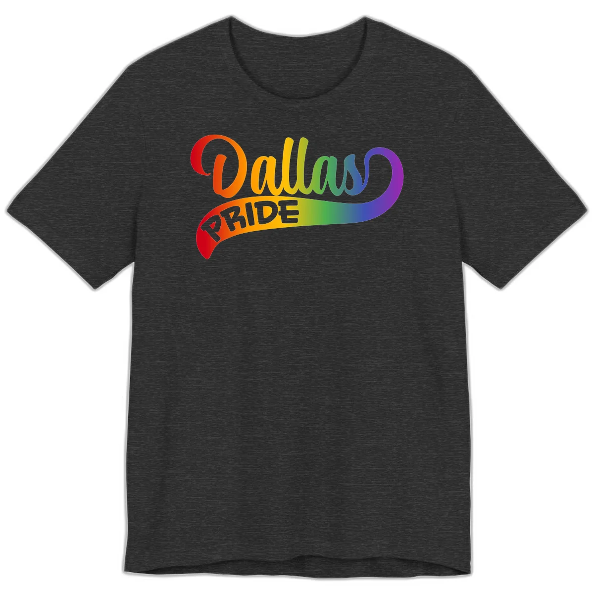 Colorful equality pride rainbow gradient design with flowing text and vibrant spectrum colors in Dark Grey Heather