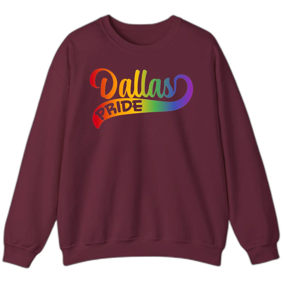 Colorful equality pride rainbow gradient design with flowing text and vibrant spectrum colors in Maroon