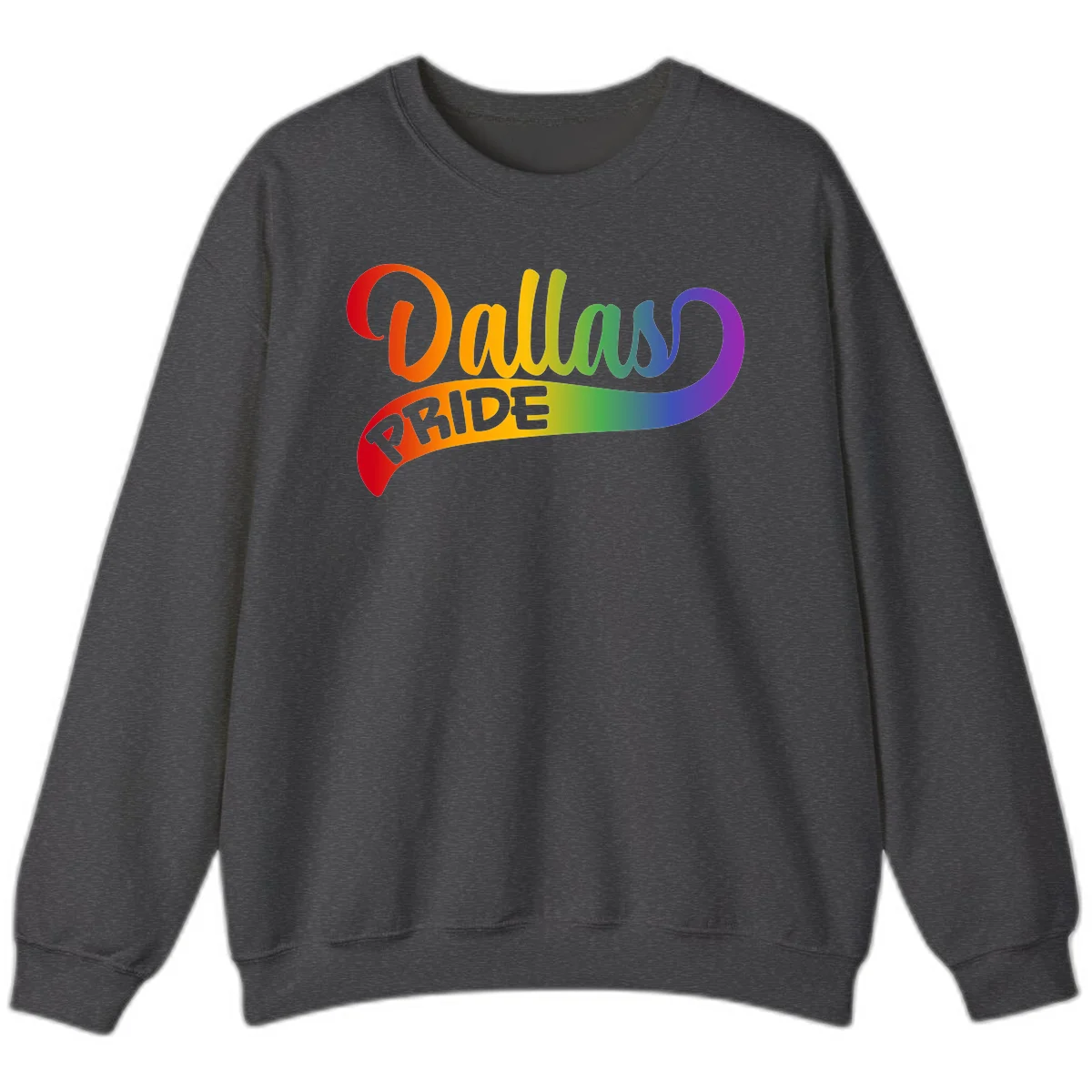 Colorful equality pride rainbow gradient design with flowing text and vibrant spectrum colors in Dark Heather