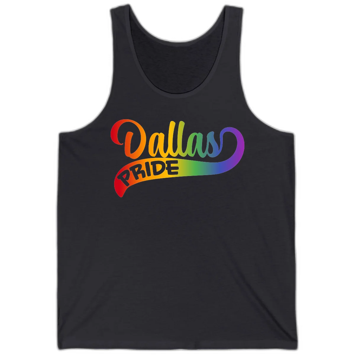 Colorful equality pride rainbow gradient design with flowing text and vibrant spectrum colors in Dark Grey