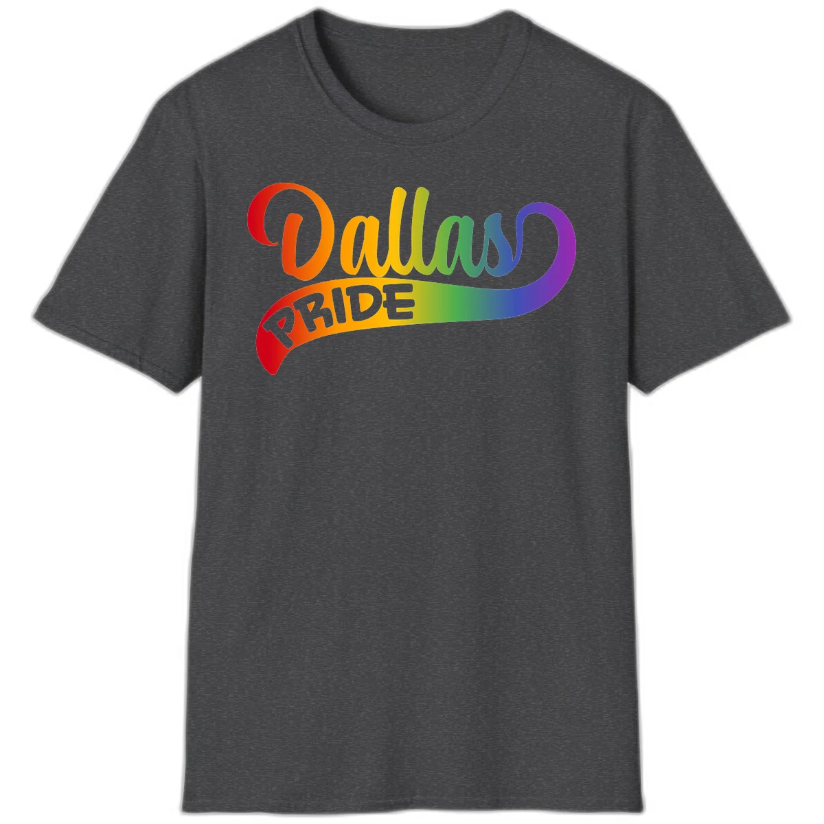 Colorful equality pride rainbow gradient design with flowing text and vibrant spectrum colors in Dark Heather