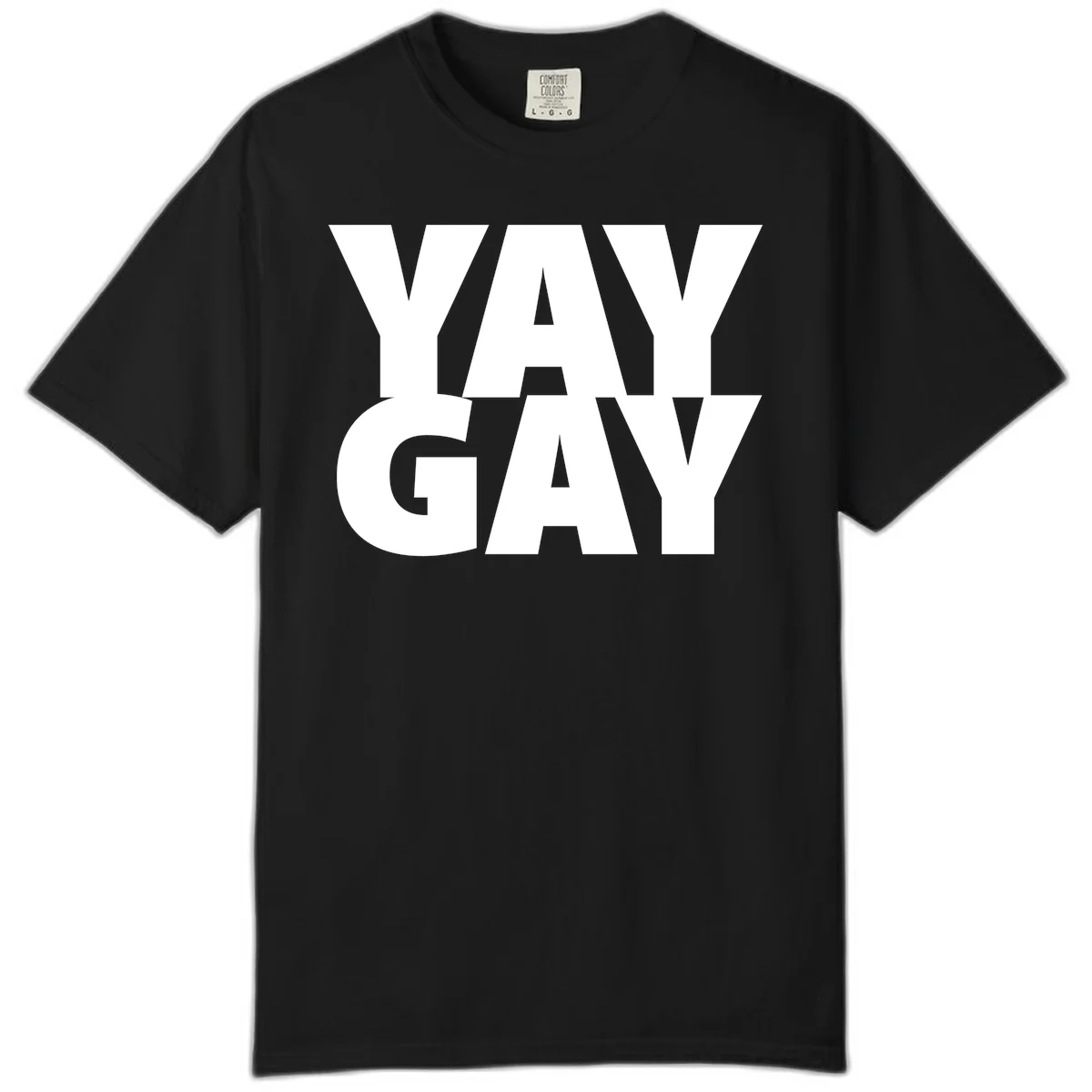 Bold white typography reading "WAY GAY" on gray background, modern pride statement design in Black