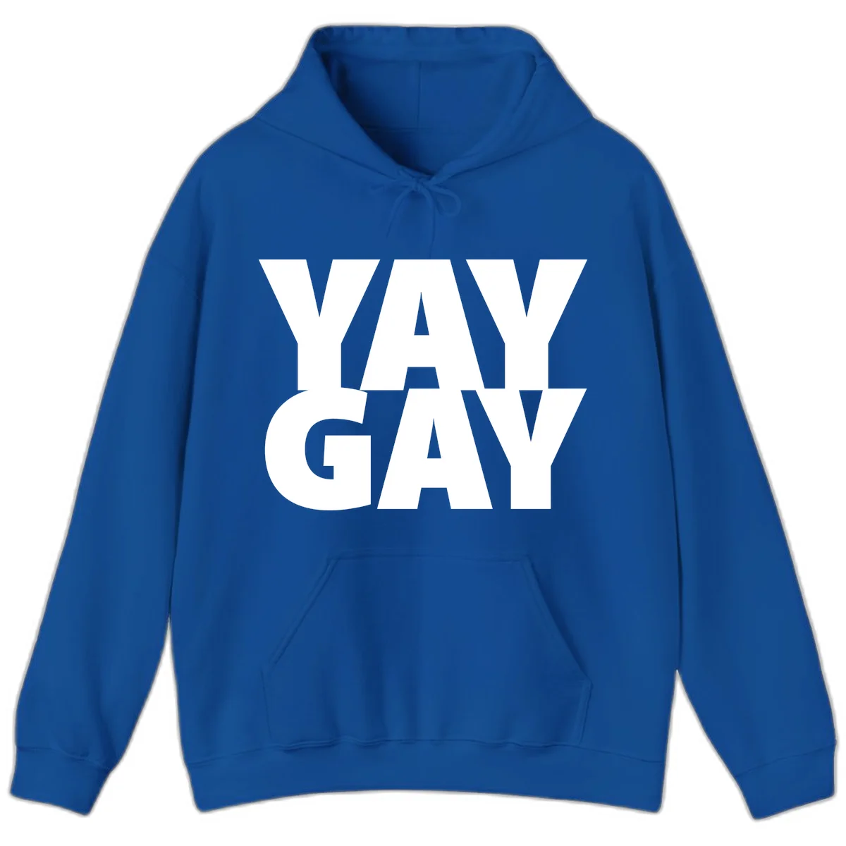 Bold white typography reading "WAY GAY" on gray background, modern pride statement design in Royal