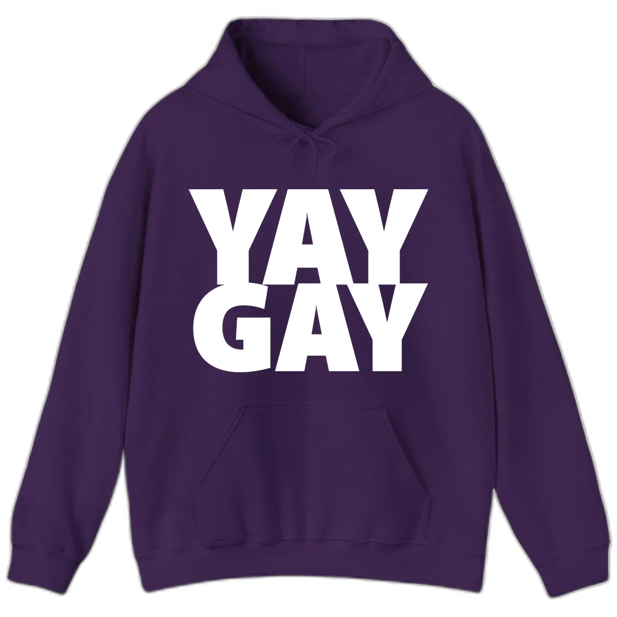 Bold white typography reading "WAY GAY" on gray background, modern pride statement design in Purple