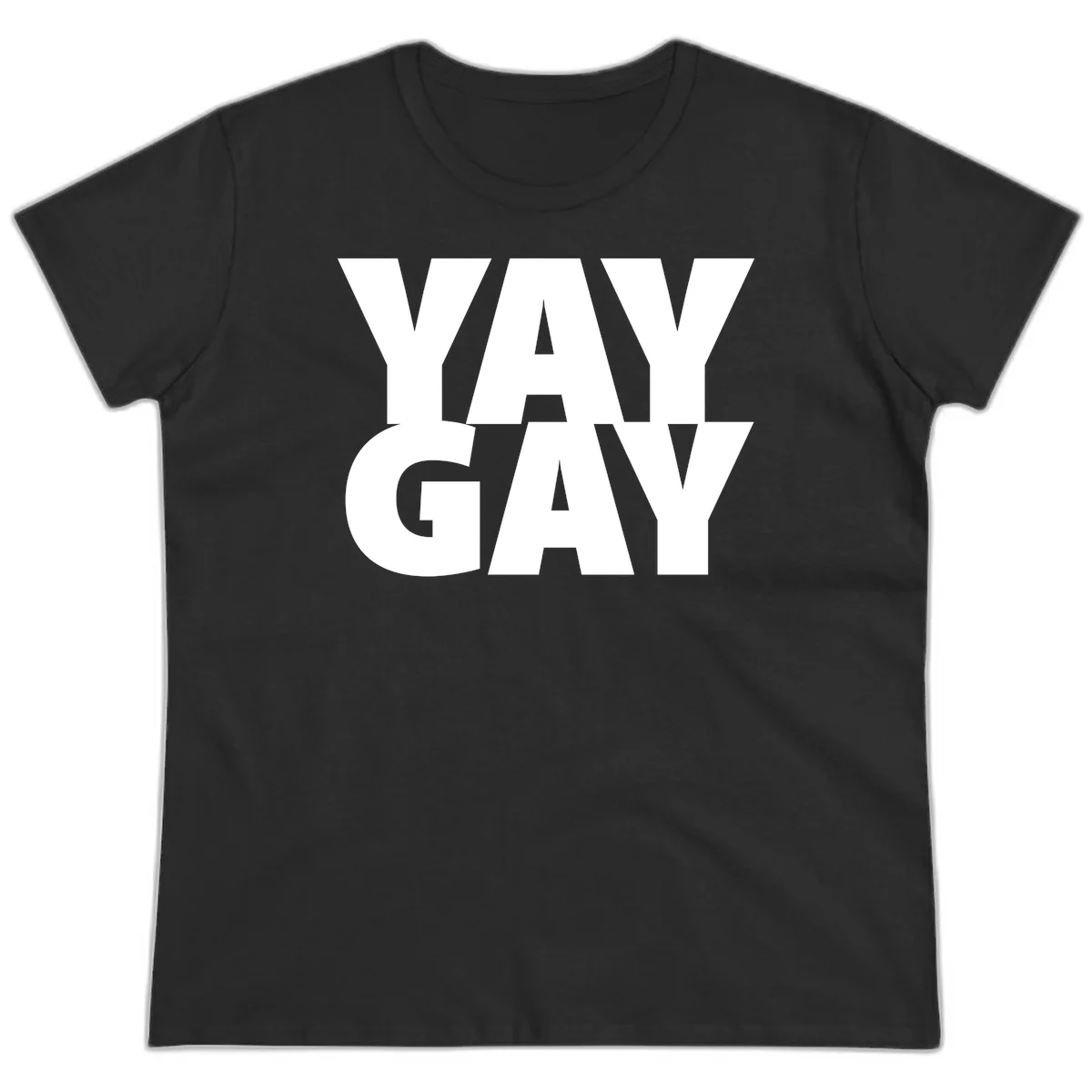 Bold white typography reading "WAY GAY" on gray background, modern pride statement design in Black