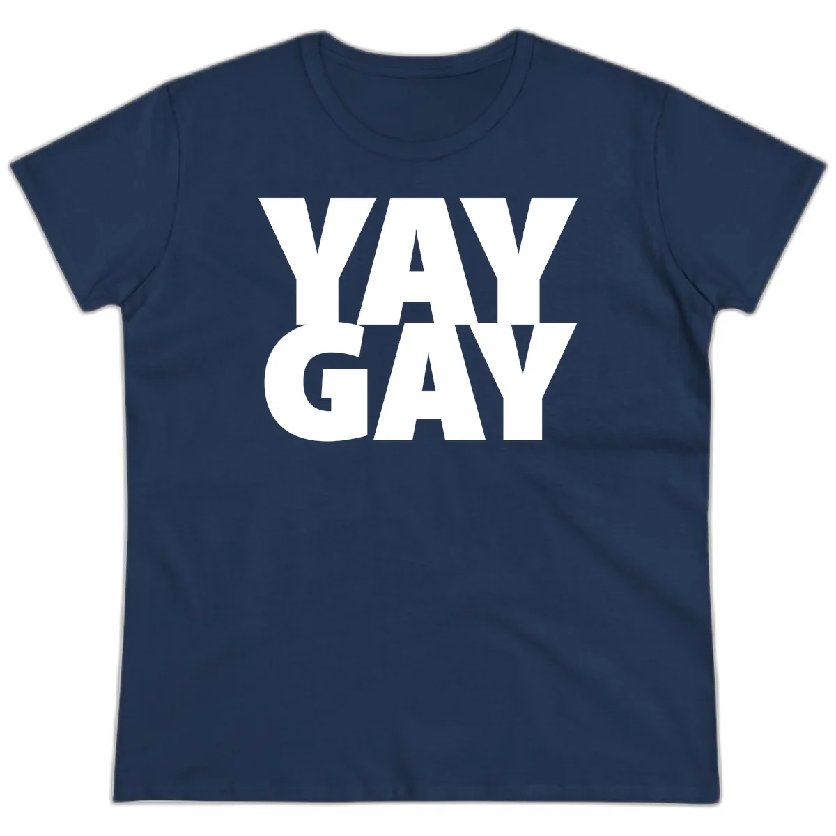 Bold white typography reading "WAY GAY" on gray background, modern pride statement design in Navy