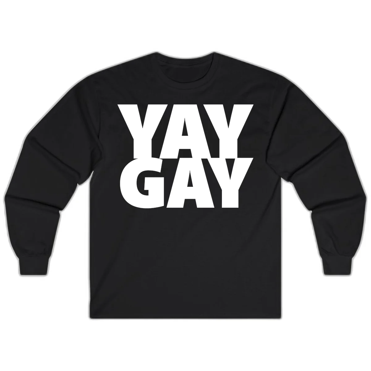 Bold white typography reading "WAY GAY" on gray background, modern pride statement design in Black