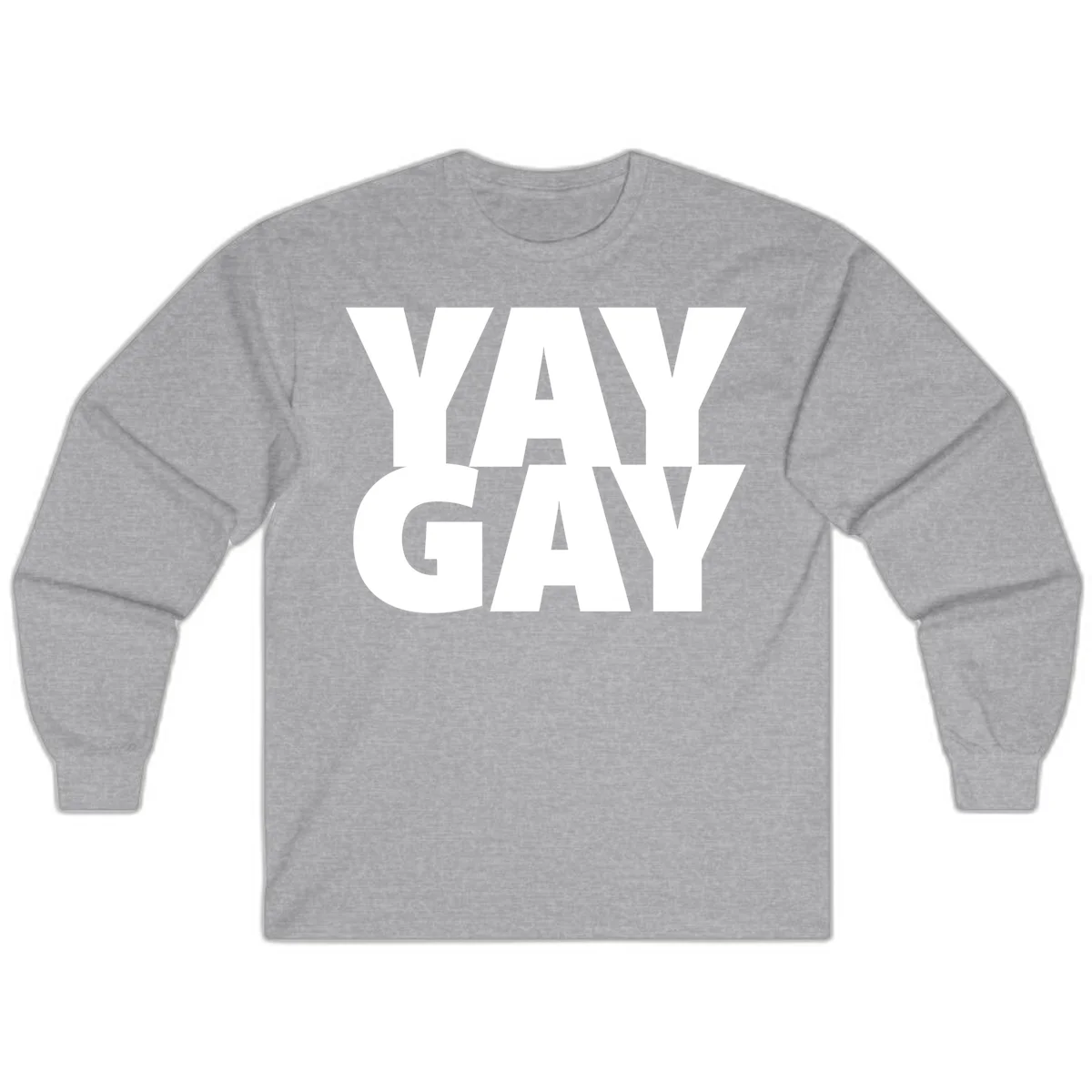 Bold white typography reading "WAY GAY" on gray background, modern pride statement design in Sport Grey