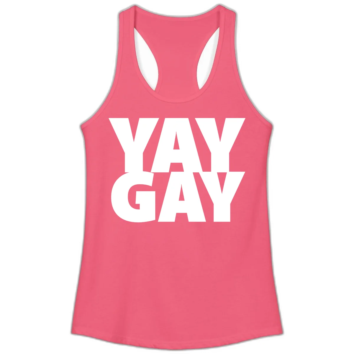 Bold white typography reading "WAY GAY" on gray background, modern pride statement design in Hot Pink