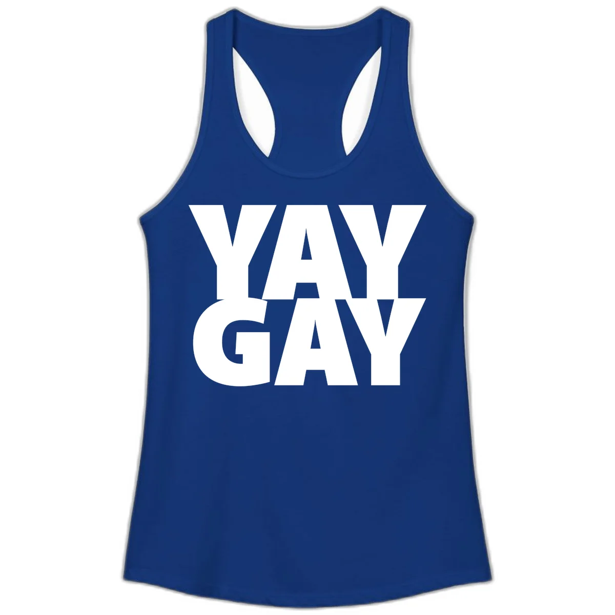 Bold white typography reading "WAY GAY" on gray background, modern pride statement design in Solid Royal