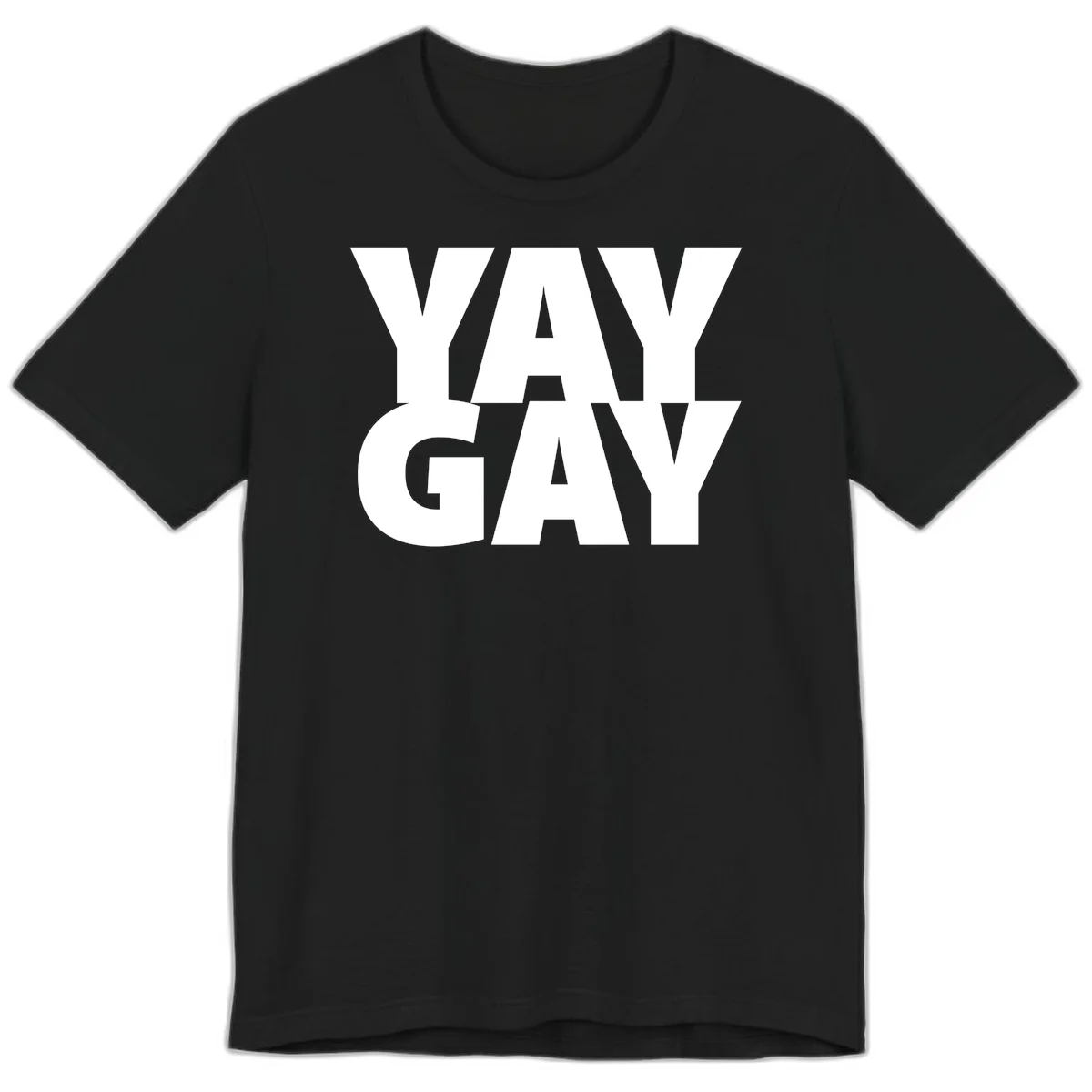 Bold white typography reading "WAY GAY" on gray background, modern pride statement design in Black