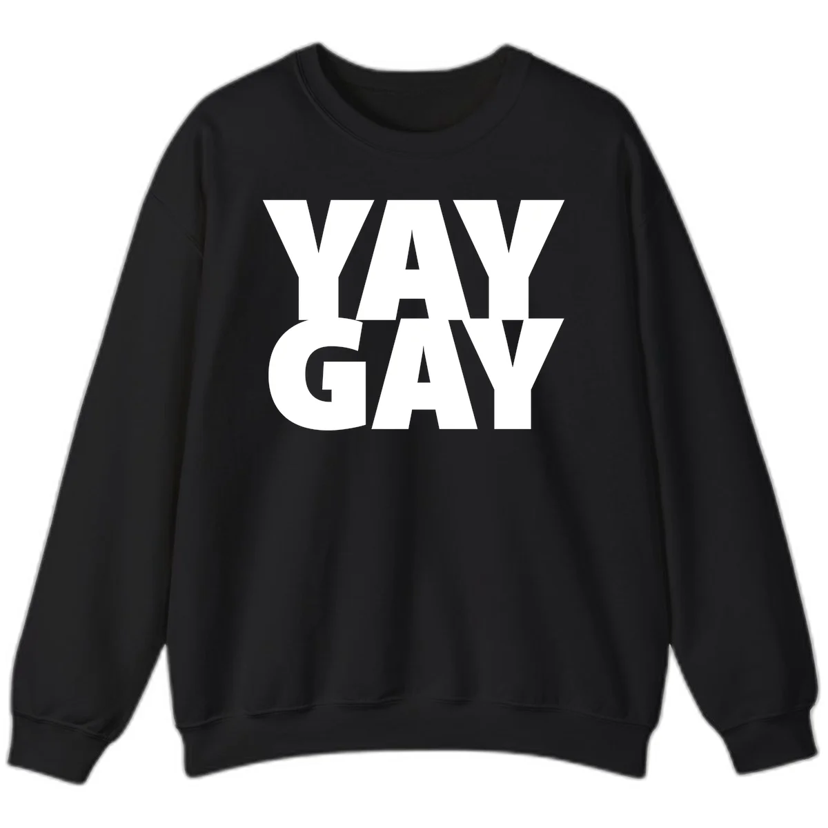 Bold white typography reading "WAY GAY" on gray background, modern pride statement design in Black