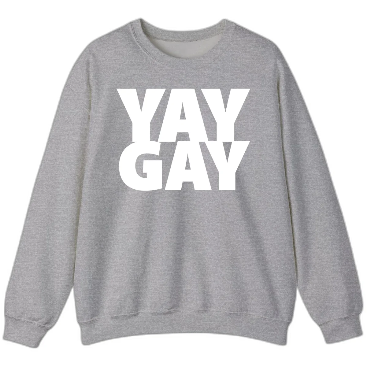 Bold white typography reading "WAY GAY" on gray background, modern pride statement design in Sport Grey