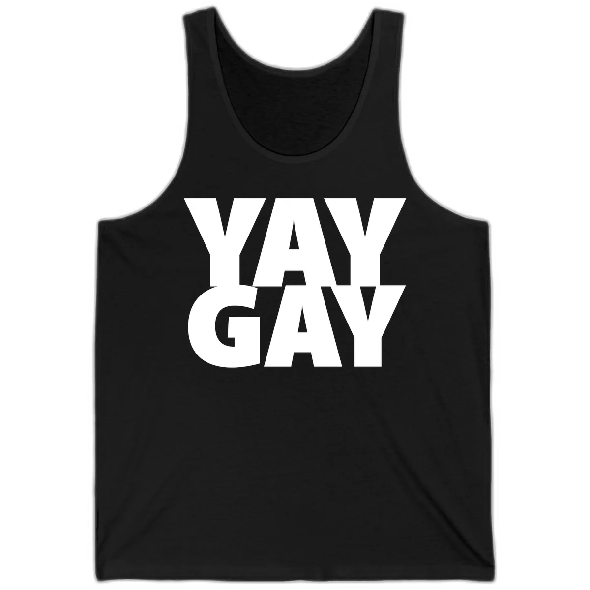 Bold white typography reading "WAY GAY" on gray background, modern pride statement design in Black