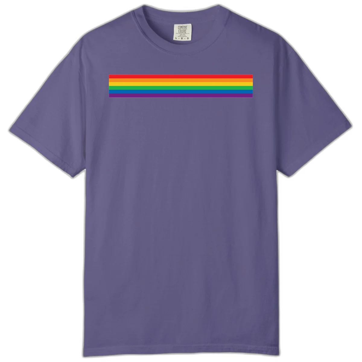 Rainbow pride flag with six horizontal stripes in red, orange, yellow, green, blue, and purple colors in Grape