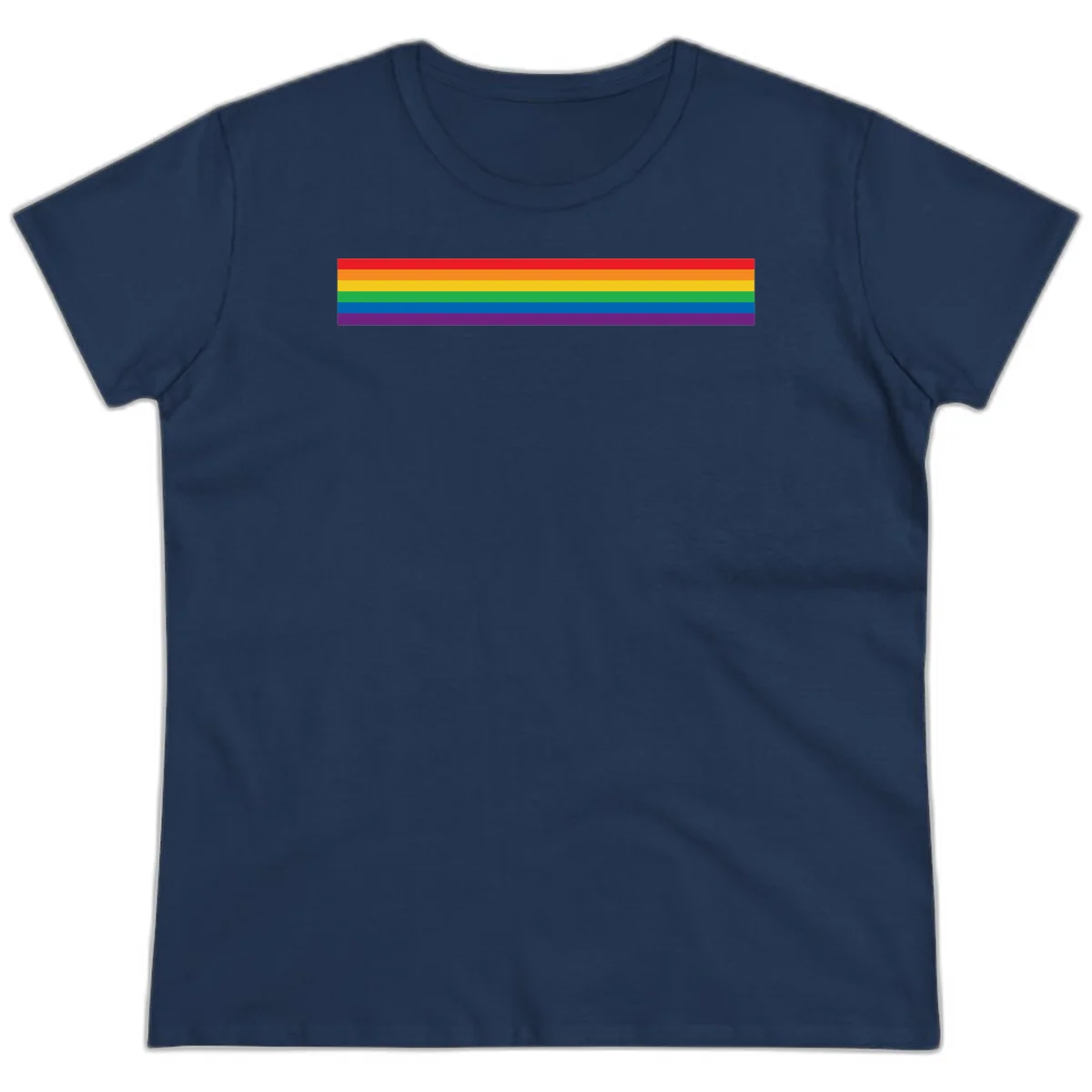 Rainbow pride flag with six horizontal stripes in red, orange, yellow, green, blue, and purple colors in Navy