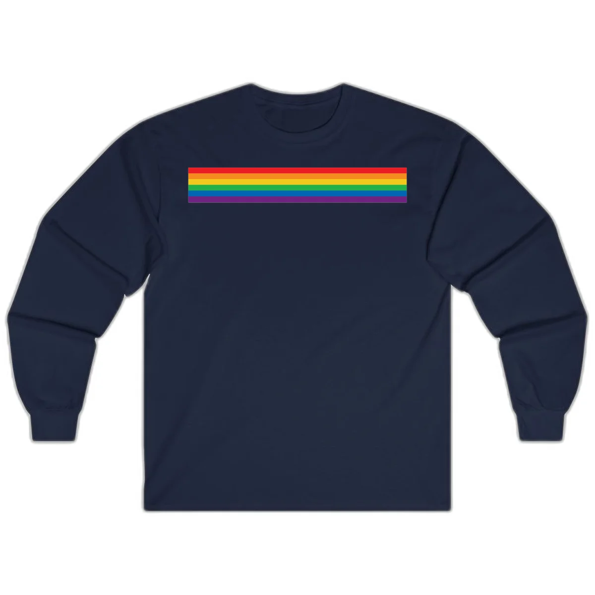 Rainbow pride flag with six horizontal stripes in red, orange, yellow, green, blue, and purple colors in Navy