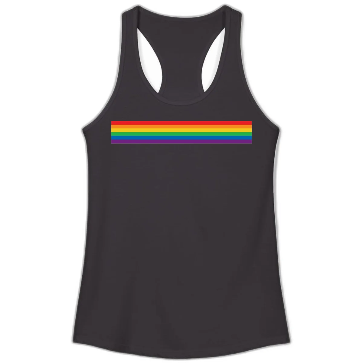 Rainbow pride flag with six horizontal stripes in red, orange, yellow, green, blue, and purple colors in Black